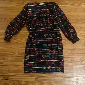 Bob Mackie Multicolor Arrow Long Sleeve Dress